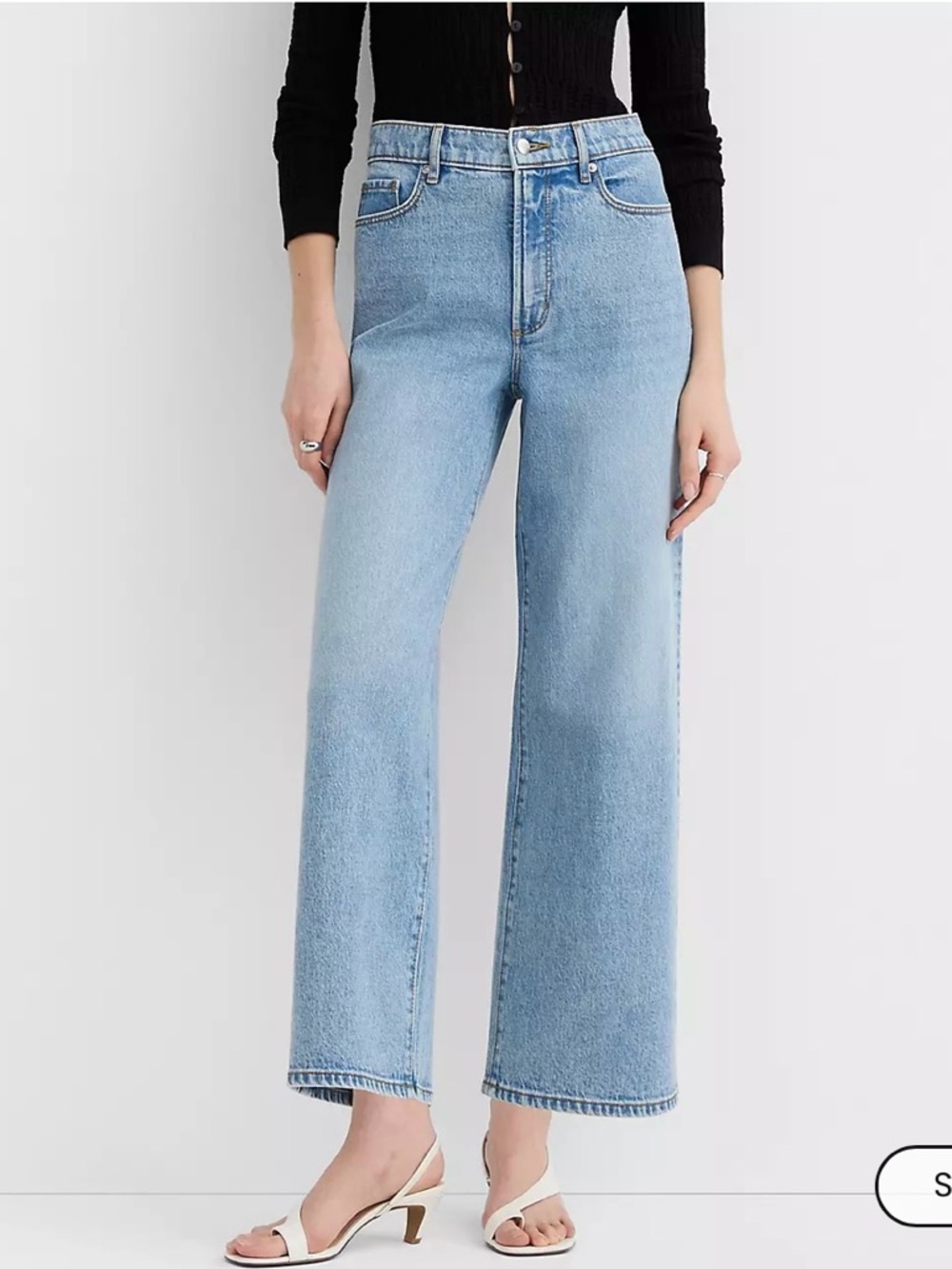 Loft High Rise Wide Leg Crop Jeans in Medium Wash
